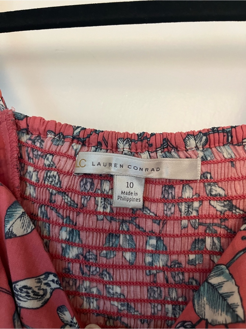 LC Lauren Conrad Coral Pink Floral Spaghetti-Strap Dress - Picture 2 of 3
